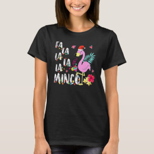 Camiseta Fa La Mingo Flamingo Christmas Tree Lights Trop