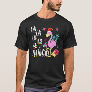 Camiseta Fa La Mingo Flamingo Christmas Tree Lights Trop