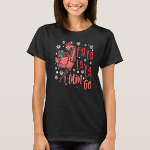 Camiseta Fa La Mingo Flamingo Christmas Tree Lights Trop