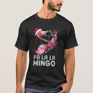 Camiseta Fa La Mingo Flamingo Christmas Tree Lights Trop