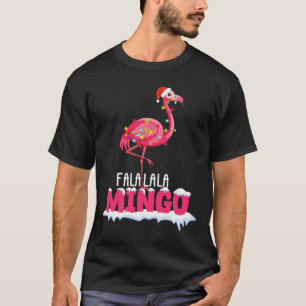 Camiseta Fa La Mingo Flamingo Natal Bonito Chapéu Vermelho 