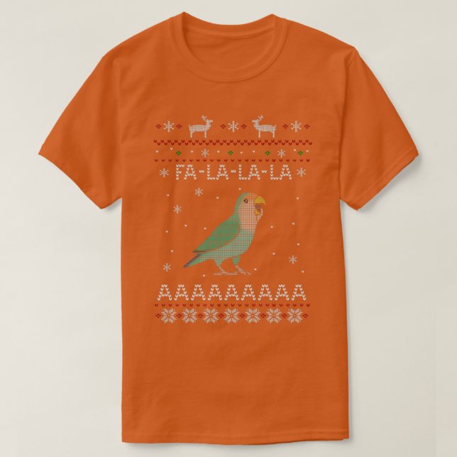 Camiseta FA LA Ugly Christmas Blue Lovebird (Frente do Design)