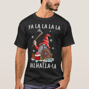 Camiseta Fa La Valhalla Xmas Gnome Beard Viking Arma C