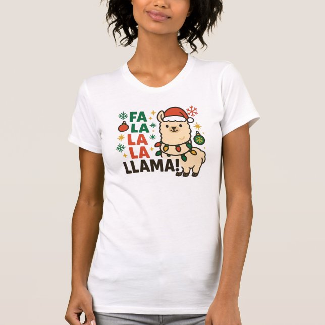 Camiseta Fa LaLa Fun Christmas Holiday Women's T-Shirt,  (Frente)