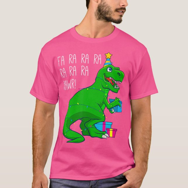 Camiseta Fa Ra Ra Rawr Christmas Dinosaur T Rex Xmas Trex M (Frente)