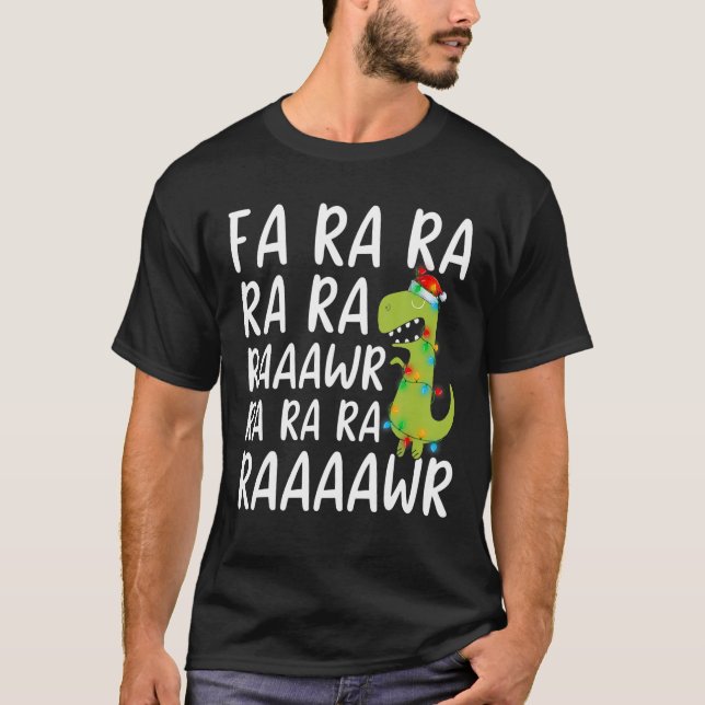 Camiseta Fa Ra Ra Rawr Dinosaur T Rex Xmas Lights Dinosaur (Frente)