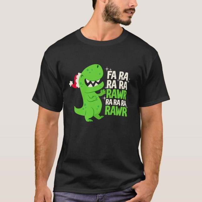 Camiseta Fa Ra Ra Rawr Feriado de Natal Funny Trex Dinosau (Frente)