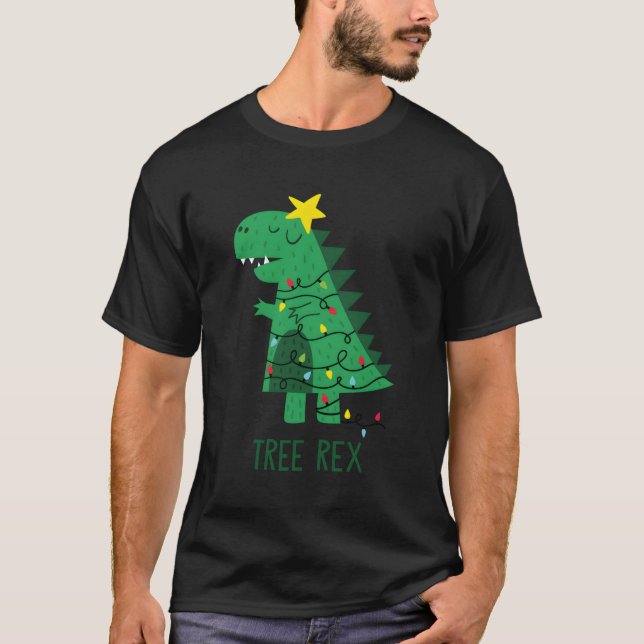 Camiseta Fa Ra Ra Rawr Tree Rex Feliz Dinossaur (Frente)