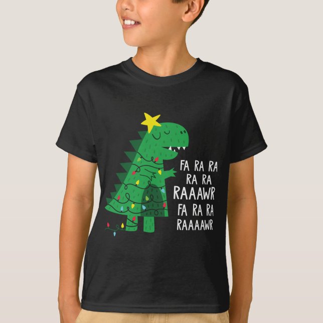 Camiseta Fa Ra Ra Rawr Tree Rex Funny Felry Christmas Dino (Frente)