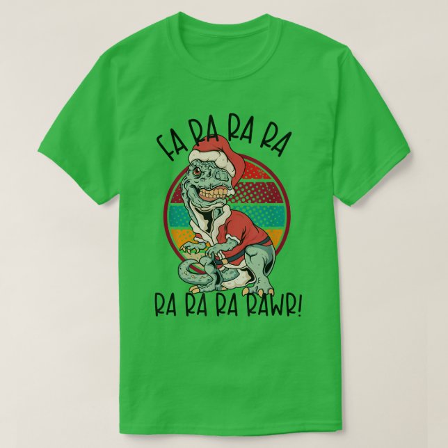 Camiseta Fa Ra RAWR Papais noeis engraçados e TREX Natal TR (Frente do Design)