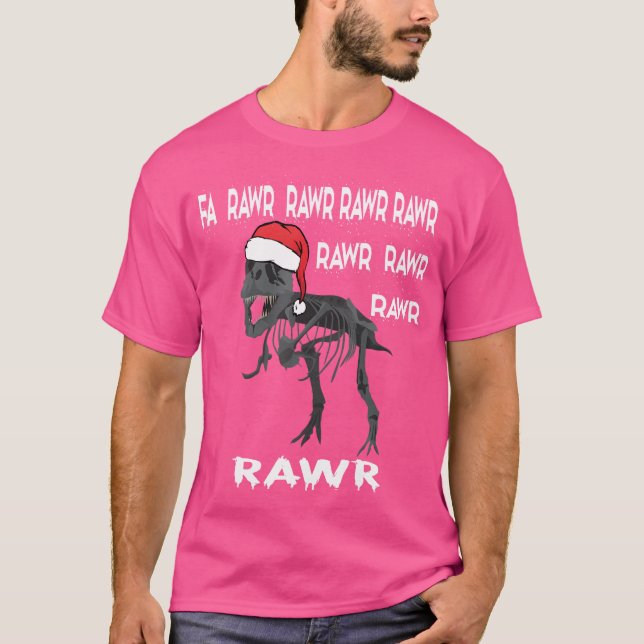 Camiseta Fa Rawr Rawr Funny T-Rex Dinosaur no Natal Feio (Frente)