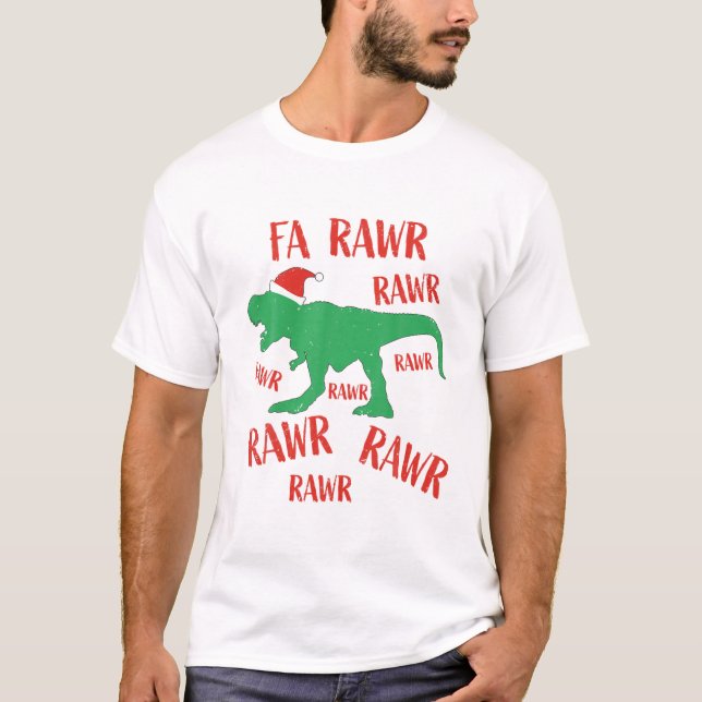 Camiseta Fa Rawr Rawr Outfit Natal T Rex Dinosaur (Frente)