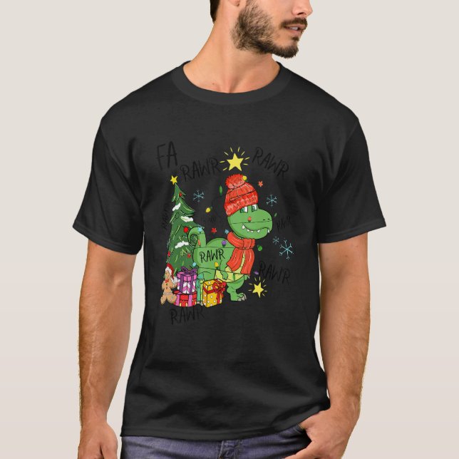 Camiseta Fa Rawr Rawr rex Christmas (Frente)
