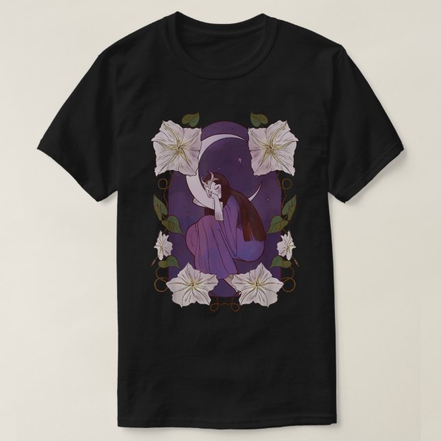 Camiseta Faada Sobre A Lua Dormindo Bonita Meia-Noite De (Frente do Design)