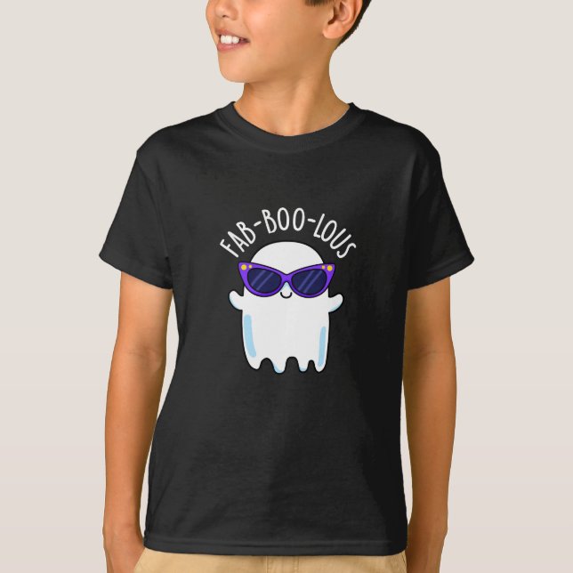 Camiseta Fab-Boo-Lous Funny Ghost Pun Dark BG (Frente)