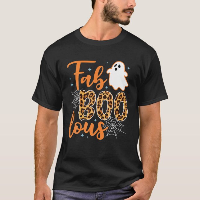 Camiseta Fab Boo Lous Leopard Cute Boo Ghost Funny Hallowee (Frente)