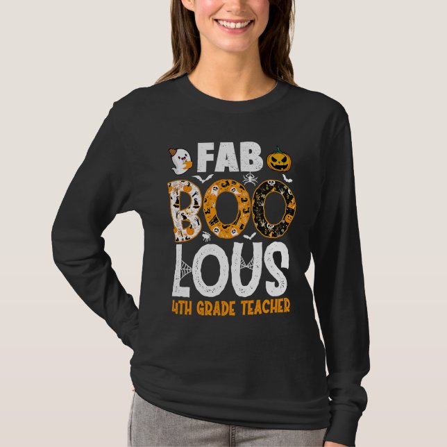 Camiseta Faboolous 4th Grade Teacher Spooky Teacher Hallowe (Frente)