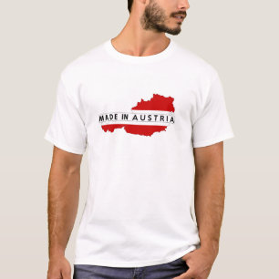 Camiseta fabricado na áustria — mapa do país — rótulo do pr