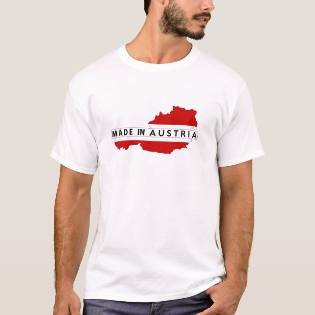 Camiseta fabricado na áustria — mapa do país — rótulo do pr (Frente)