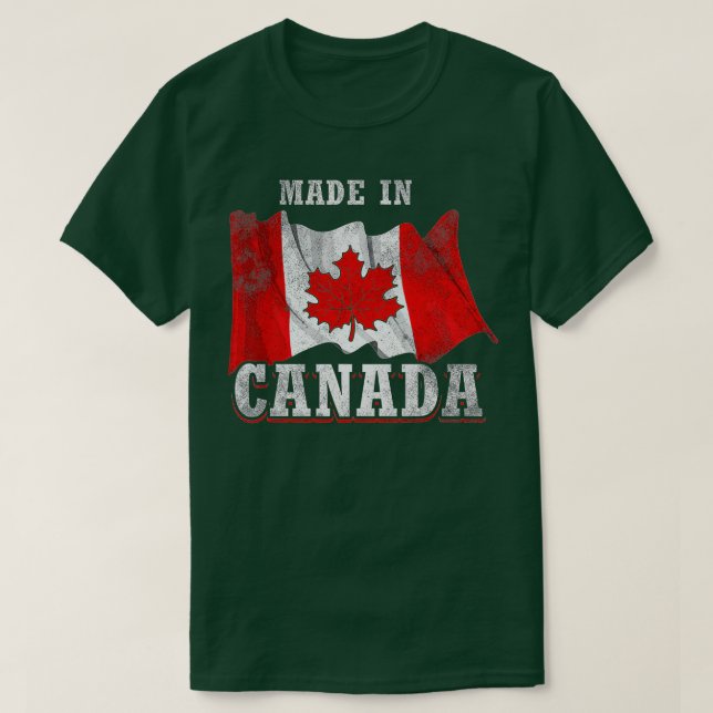 Camiseta Fabricado no Canadá como pavilhão canadiano (1) (Frente do Design)