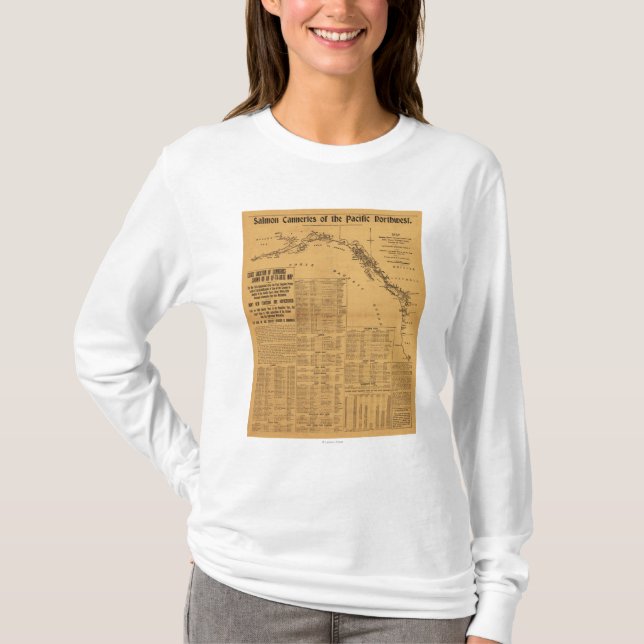 Camiseta Fábricas de conservas Salmon do mapa noroeste (Frente)