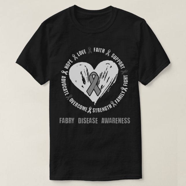 Camiseta Fabry Disease Awareness Brain Disease Related hear (Frente do Design)