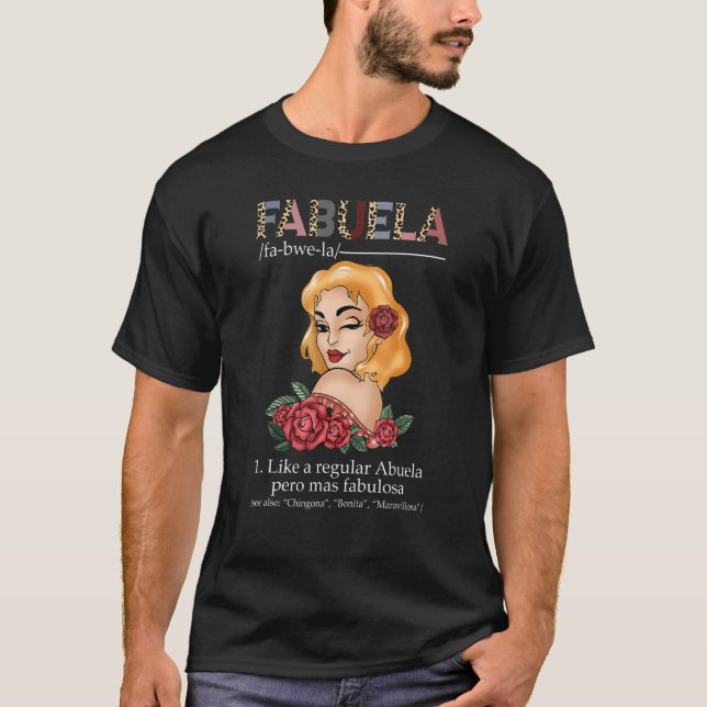 Camiseta Fabuela espanhola Definição Leopardo vermelho (Frente)