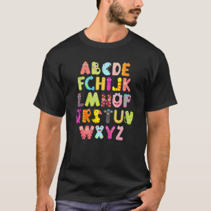 Camiseta Fábula Alfabeto Monstro Fofo ABC Fantasia Hallowee