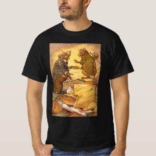 Camiseta Fábula Vintage de Esopo, Rato do Campo, Rato da Ci