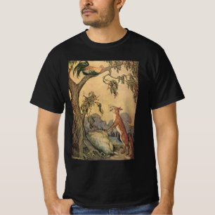 Camiseta Fábulas de Esopo Vintage, Raposa, Galo e o Cão