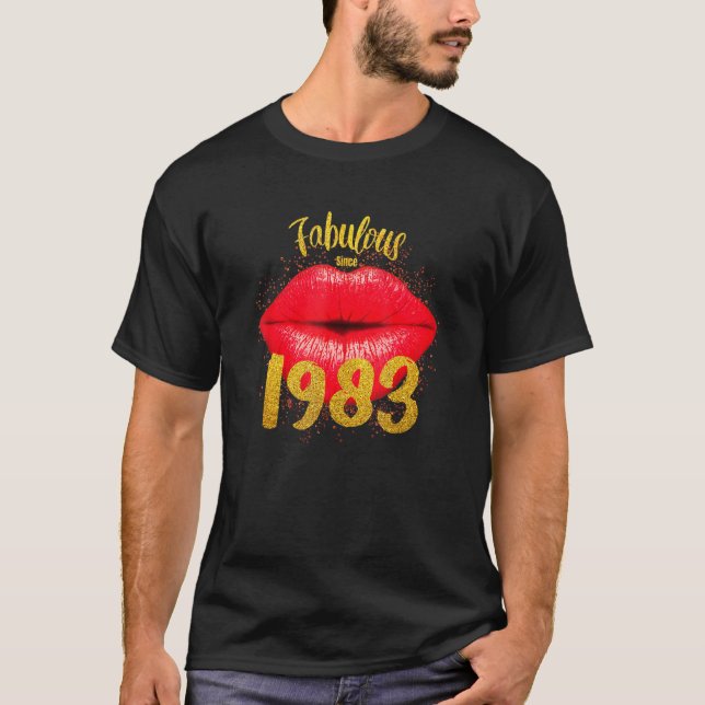 Camiseta Fabulosa desde 1983 Mulheres de Aniversário Lábios (Frente)