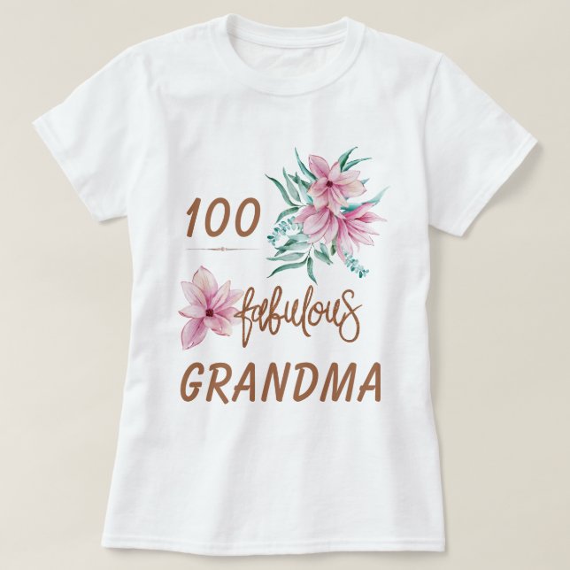 Camiseta Fabulosa vovó de aniversário de 100 anos (Frente do Design)