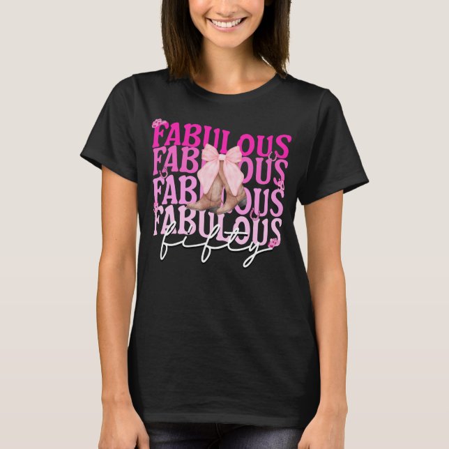 Camiseta Fabuloso 50 Arcos Rosa Boots 50º Aniversário (Frente)