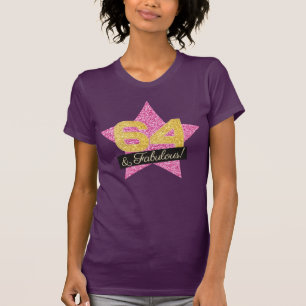 Camiseta Fabuloso aniversário Dourado rosa 64 anos - 64 ano