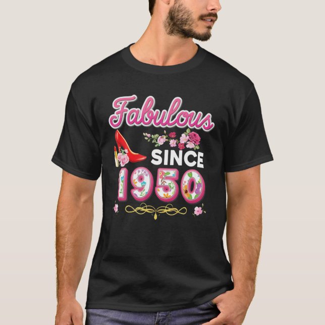 Camiseta Fabuloso Desde 1950 Feliz 70 de Aniversário Floral (Frente)