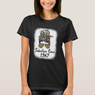 Camiseta Fabuloso desde 1967 Leopard Messy Bun Mãe Life 57t