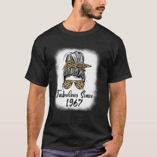 Camiseta Fabuloso desde 1967 Leopard Messy Bun Mãe Life 57t