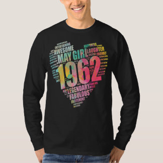 Camiseta Fabuloso May Girl 1962 Incrível Big Heart 60th Bir