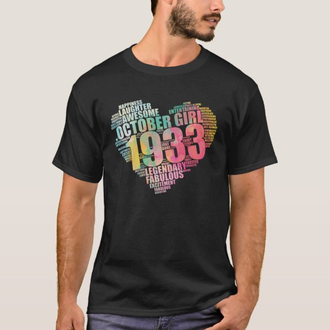 Camiseta Fabulous October 1933 Girl Legendary & Awesome Big (Frente)