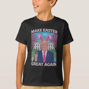 Camiseta Faça a Páscoa Grande Novamente Bandeira de Coelho