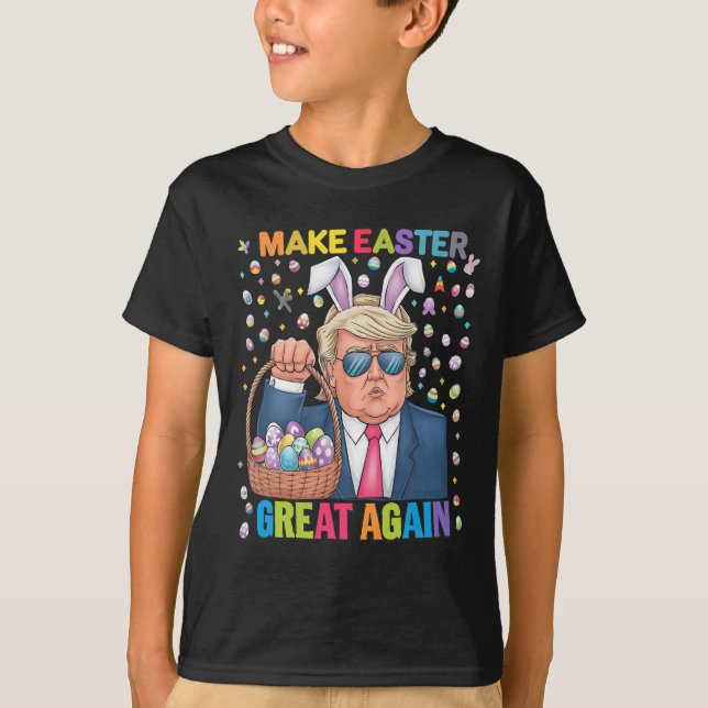 Camiseta Faça a Páscoa Grande Novamente Coelhinho Engraçado (Frente)