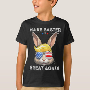 Camiseta Faça a Páscoa Grande Novamente Coelho Trump Engraç