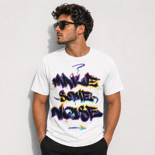 Camiseta Faça Algum Barulho Grafite Urbano com Letras Gotej
