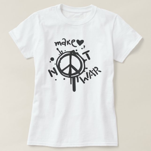 Camiseta Faça amor não o símbolo da paz da guerra (Frente do Design)