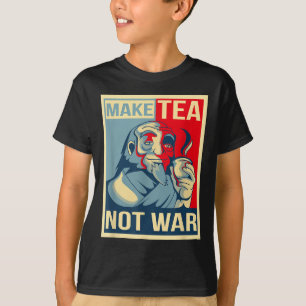 Camiseta Faça Chá Não Guerra. Tealover Japonês Buddha Herba
