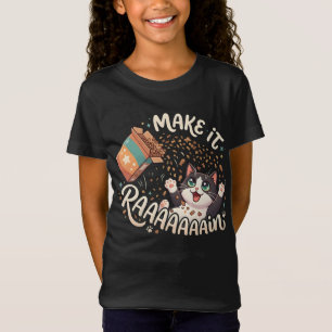 Camiseta Faça Chover Comida Gato de Smoking Caótico e Engra
