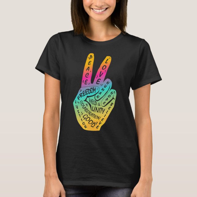 Camiseta Faça com que a paz não seja guerra - sinal de paz  (Frente)