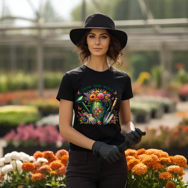 Camiseta Faça crescer seu Design de Jardim Floral Mundial (Criador carregado)