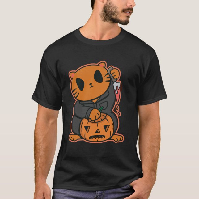 Camiseta faca de bombeiro de gato sanduíche (Frente)