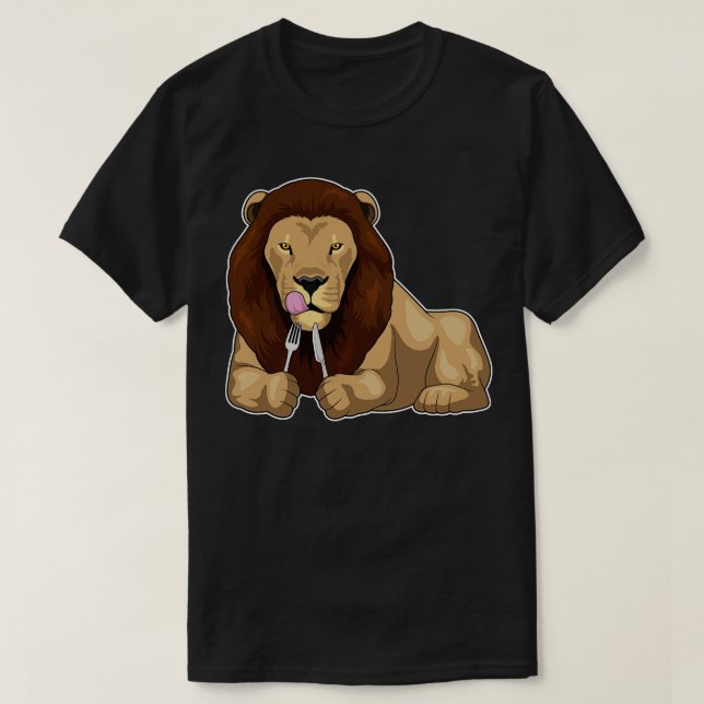Camiseta Faca de Faca de Comida do Leão (Frente do Design)